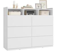 Commode WOLTU 120x40x100cm - Armoire de Rangement Multifonctionnelle - 4 Niveaux 6 Tiroirs - Blanc