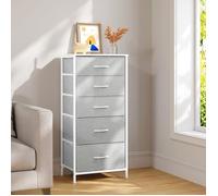 Commode - WOLTU - Armoire de Rangement - 5 Tiroirs en Tissu - MDF et métal - Gris W0ITT5010
