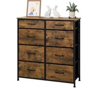 Commode WOLTU - Armoire en MDF - 8 Tiroirs en Tissu - Cadre métal - Marron Rustique W0ITT0094