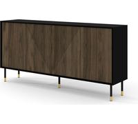 Commode WOODY PACIFIC 4D 180 cm NOIR MAT / NOISET PACIFIC - Façades fraisées MDF - Buffet haut sur pieds