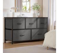 Commode Xbro AP71,Commode armoire 5 tiroirs en tissu, commode chambre, commode avec plateau en bois et structure métallique pour chambre à coucher