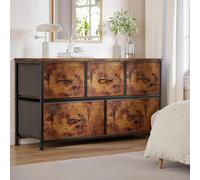 Commode Xbro AP71,Commode armoire 5 tiroirs en tissu, commode chambre, commode avec plateau en bois et structure métallique pour chambre à coucher