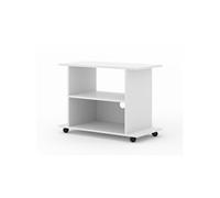 Bim Furniture – Meuble TV Yogi – 80 cm, 2 étagères, roulettes – Blanc