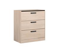 Commode - 3 tiroirs - Coloris Chêne et noir - L80 x P44 x H88 cm - PARISOT - ZODIAC