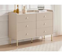 Vente-unique - Commodes 6 tiroirs - Beige et doré - LUNAOR