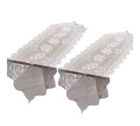 Commodes De Table en Coton Et Dentelle Florale 2 Pièces Chemins Crochet Blancs Faits À La Main pour Les Ambiances Textiles Décoration La Maison