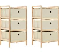 Commodes en osier 2 pcs. avec 3 paniers en tissu Cèdre Beige