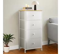 Commodes en tissu pour chambre, avec 4 tiroirs, cadre métallique, commode, blanc