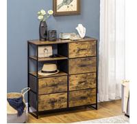 Commodes homcom, buffet avec tiroirs en tissu à 6 plis, 2 étagères, armoire de rangement design industriel pour salon, chambre à c