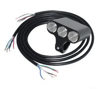 Commodo pour atv Étanche 3 Touches Lumineuses Noires Commodo(triple hole) | Alliage aluminium pour robuste, boutons rétroéclairés LED, visibilité nocturne claire, montage guidon 22mm, pour idéal moto