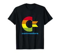 COMMODORE - C64 - Lettre majuscule arc-en-ciel Rayures Effect T-Shirt