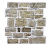 Commomy Panneaux Muraux 3D Effet Pierre Brique Autocollant, 10 Pièces, Papier Peint Brique Auto Adhesif Mural 3D, 30 x 30 cm, PVC Revêtement Mural Imperméable pour Salon Cuisine Cheminée Chambre