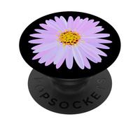 Common Daisy Margarita Purple Flowers Black Background Flor PopSockets PopGrip Adhésif