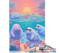 Communauté des lamantins Puzzles en Bois pour Adultes 300 Pièces Décoration Intérieure Jeux Éducatifs Cadeaux d'anniversaire pour Family Games Stress Relief Toy 300pcs (40x28cm)