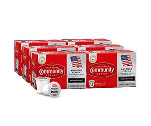 Community Coffee American Classic Lot de 12 dosettes de café torréfiées moyennement compatibles avec les brasseurs Keurig 2.0 K Cup