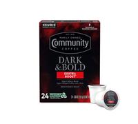 Community Coffee Dark & Bold Exxtra Boost Lot de 24 dosettes de café compatibles avec les brasseurs Keurig 2.0 K-Cup