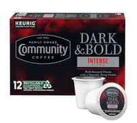 Community Coffee Dark & Bold - Lot de 12 dosettes de café à mélange intense, torréfaction foncée compatibles avec les machines à café Keurig 2.0 K-Cup, lot de 12 (1 pièce)