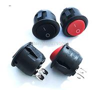 Commutateur 10 pièces petit rond 2 broches fichiers 3A/250V 6A/125V interrupteur à bascule d'alimentation CD1 rouge 20mm(Nero,10PCS)