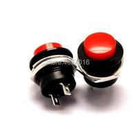 Commutateur 10PCS / LOT Couleur rouge Bouton-poussoir momentané Interrupteur de réinitialisation Off-ON 16MM 3A 250V AC Commutateurs sans verrouillage Bouton rond R13-507