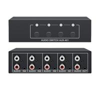 Commutateur 4 en 1 Audio, Commutateur Bidirectionnel Audio, Répartiteur Audio Bidirectionnel RCA 4 Voies, 4 en 1Sortie 3,5mm Commutateur Audio Stéréo RCA Bidirectionnel pour Casque Phono Haut Parleur