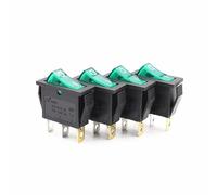 Commutateur 4 Pcs Rocer Switch LED Lights 220V/12V Control Boutons et Lumières(4Psc green,12V)