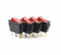 Commutateur 4 Pcs Rocer Switch LED Lights 220V/12V Control Boutons et Lumières(4Psc red,12V)