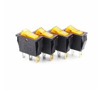 Commutateur 4 Pcs Rocer Switch LED Lights 220V/12V Control Boutons et Lumières(4Psc yellow,220V)