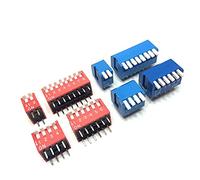 Commutateur 5PCS 2P 3P 4P 5P 6P 7P 8P 9P 10P 12P Bit 2.54mm DIP/Commutateur numérique Rouge/Bleu à cadran position latérale angle droit(8P,Rosso)