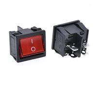 Commutateur 5pCS CD5 21x24mm Rocer Switches It 4 broches 2 positions 10A/125V AC ON-OFF feu de circulation LED accessoires lumière rouge avec lumières 6A(KCD5 red light)