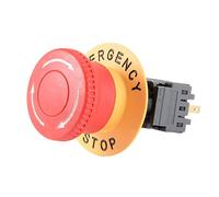 Commutateur à bouton-poussoir d'arrêt d'urgence verrouillable AC 250V 0.5A 16mm montage Dia SPDT 1NO 1NC 4P tête de champignon avec étiquette d'avertissement