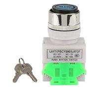 Commutateur à clé à 3 positions Commutateur rotatif à clé 2 clés Interrupteur de Verrouillage en Metal LAY37-20Y/31 220V 5A Sélecteur Rotatif, Trou de Montage 22 mm avec 2 Clés