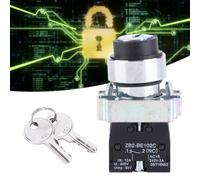 Commutateur à Clé Rotatif à 2 Positions, Taille du Trou de de 22 Mm Verrouillage électrique à Réinitialisation Automatique Verrouillage par Rotation + Clé ZB2-BE101