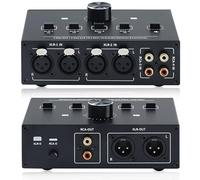Commutateur audio 4 voies XLR RCA 4 entrées 2 sorties symétriques XLR et stéréo RCA avec contrôle du volume et sourdine à une touche, boîtier de commutation audio passif pour amplificateurs, moniteur