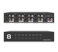 Commutateur Audio 8 Entrées 1 Sortie, Répartiteur Audio Bidirectionnel RCA + 3,5 mm, Sélecteur Audio Stéréo 8 en 1, Commutateur Audio pour Casque, Haut-Parleur