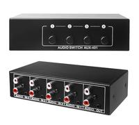 Commutateur audio AUX : répartiteur audio vidéo 4 en 1, sélecteur audio stéréo, commutateur audio bidirectionnel 3,5 mm Aux + RCA L/R, commutateur audio pour casque téléphone système audio
