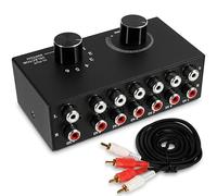 Commutateur audio RCA, sélecteur audio 6 en 1, boîte de sélection stéréo passive à 6 canaux, boîtier en métal, Plug-and-Play, contrôle du volume pour systèmes Hi-Fi