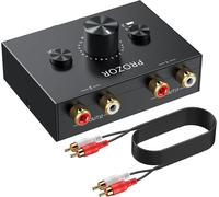 Commutateur Audio Stéréo Bidirectionnel R/L 2-en-1/1-en-2-Bouton Muet Volume sans Alimentation pour Home Cinéma Studio