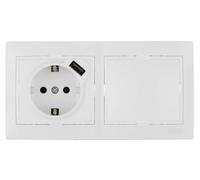 Commutateur + base Schuko avec chargeur USB 2,1 A série européenne