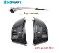 Commutateur De Commande De Volume Audio Bluetooth Pour Hyundai Elantra Hd,Rétroéclairage Bleu,Boutons De Volant Multifonctions,2008-2010 - Type Carbon Fiber-6keys
