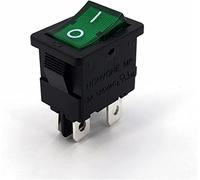 Commutateur de culbuteur 5pcs 15x21mm MR-6B Série 22 0vac avec lampe SUR- Hors 4pin Dpst Mini commutateur à bascule 1 2A 125VAC(5pcs Green)