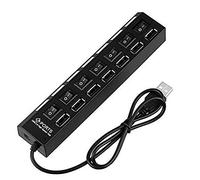 Commutateur de Partage on/Off Haute Vitesse avec hub USB 2.0 à 7 Ports pour Ordinateur Portable Noir, nouveauTraitement Pratique