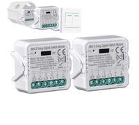 Commutateur de relais zigbee mini module 2gang sans fil RF 433 MHz votre/contrôle de la vie intelligente, interrupteur d'éclairage intelligent compatible avec Alexa et Google Home,