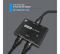Commutateur de sortie HD 2 en 1, 48Gbps, 8K, compatible HDMI, pour boîtier TV et projecteur