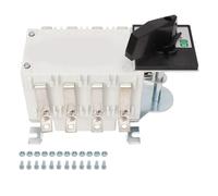 Commutateur de transfert d'électricité double manuel 4P pour urgence |IP65 étanche, PC ignifuge, contacts argentés |Maison/Bureau/Protection incendie |Arbre étendu, AC400V 50Hz (100A)