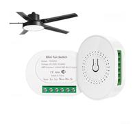 Commutateur de ventilateur WiFi intelligent pour application Tuya - Contrôle vocal - Compatible avec Alexa Google Home - Contrôleur de plafonnier 1 gang - 59 x 42 mm
