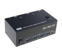 Commutateur d'espaces de travail efficace connectant 2 ordinateurs à 3 moniteurs Hub USB 3.0 8K @ 60Hz et 4K @ 60Hz compatible
