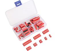 Commutateur DIP à double rangée Commutateur dans la boîte 1 2 3 4 6 8 10 12 Position PCB Montable sur Commutateur Dip, Pack de 40pcs Commutateur à bascule rouge Type de glissière