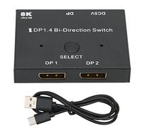 Commutateur DisplayPort 2x1/1x2 Commutateur DisplayPort 8K DP 1.4 Convertisseur Répartiteur Bidirectionnel 8K@30Hz 4K@120Hz pour Plusieurs Sources et écrans. (8K)