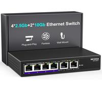 Commutateur Ethernet 10Gb Non Géré Avec 2 Ports Rj45 10G ¿ 4 Ports Base-T 2.5Gbe, Montage Mural Ou Sur Bureau. Commutateur Réseau 6 Ports 10Gbps Pour Point D'Accès Sans Fil, Nas, Pc.