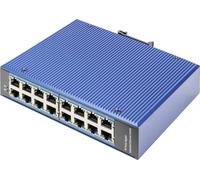 DIGITUS Commutateur réseau - 16 Ports Gigabit Ethernet - 16x RJ45 - Non géré - 10/100/1000 Mbps - Rail DIN et Montage Mural - IP40 - série Industrielle - Bleu